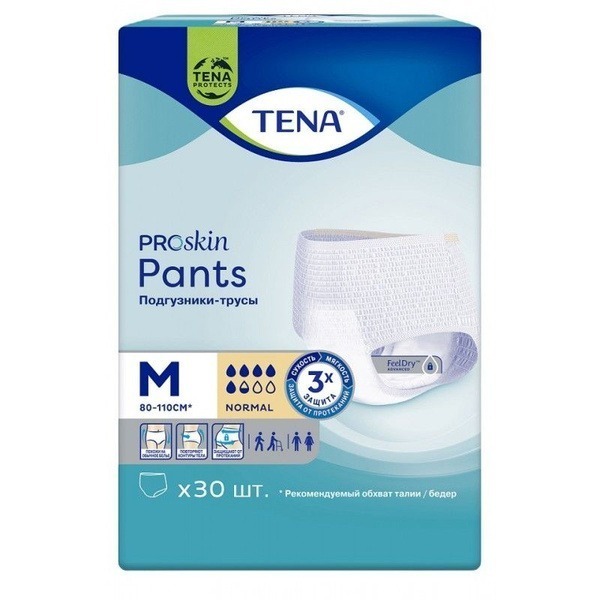 Tena Pants Normal Medium Absorbency Underwear - 30 Count