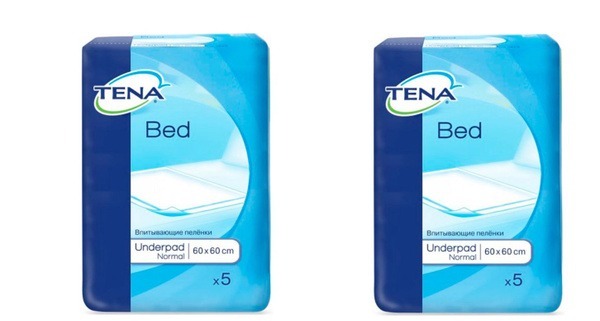 Tena Bed Underpads: 60x60cm, 5/pack (2 packs)