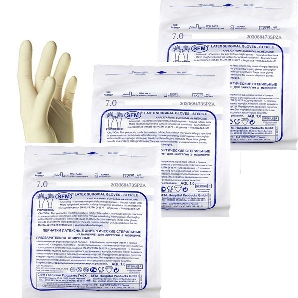 SFM Medical Gloves, Size 7.0 - Pack of 3