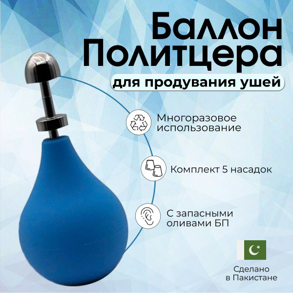 Politzer Ear Inflation Balloon with Spare Tips - Surgicon (Registered)