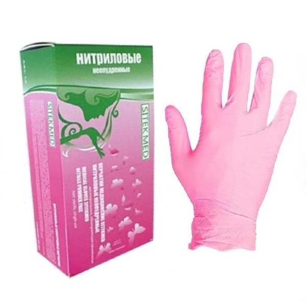 Nitrile Gloves (Pink, Medium, 50 Count) - SITEKMED