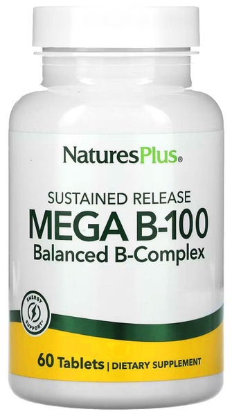 Nature's Plus Mega B-100 Balanced B-Complex - 60 Time-Release Tablets
