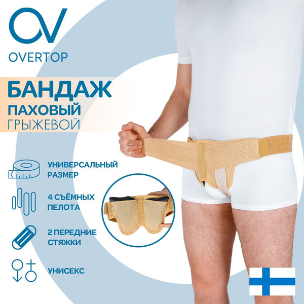 Men's Inguinal Hernia Support Belt with Adjustable Straps and 2 Removable Pads