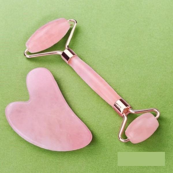 Rose Quartz Facial Roller & Gua Sha Set - Gift Boxed (Taiwan)