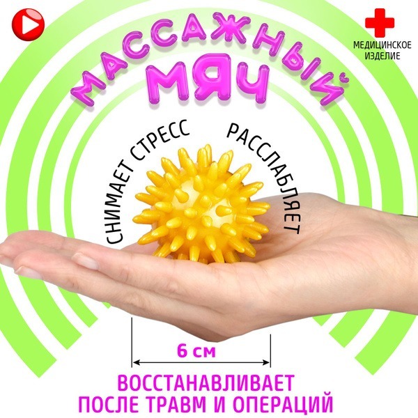Spiky Massage Ball for Myofascial Release, Fitness & Yoga (6cm Yellow)