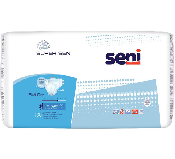 Seni Classic Super LARGE Adult Diapers (30 Count, 100-150cm Waist)