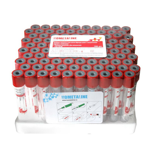 6ml Empty Vacuum Blood Collection Tubes (13x100mm) - Kometline - 100/pack