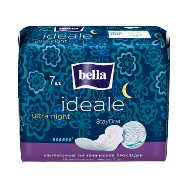 Bella Ideale Ultra Thin Night Sanitary Pads, 7 Count