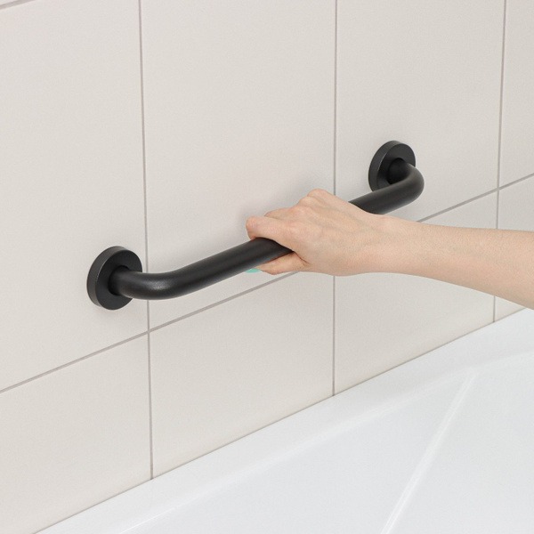 Black Bathroom Grab Bar - 43.5x7x5.5cm