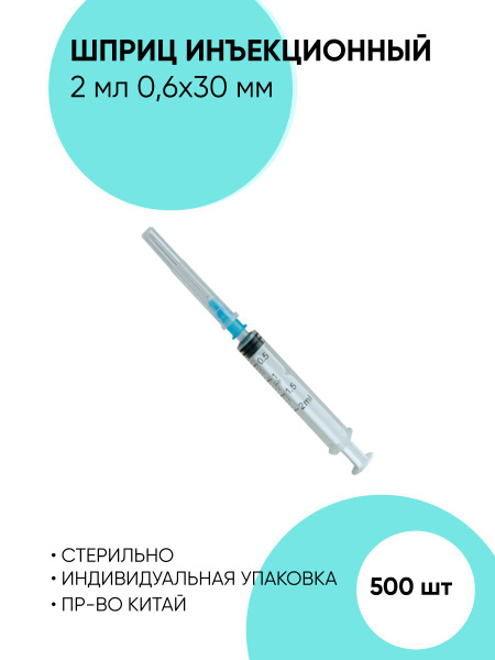 Medical Injection Syringes (2ml, 0.6x30mm, 500 Pack)