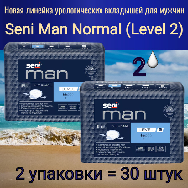 Men's Normal Absorbency Urological Pads (Level 2, 30 Count)