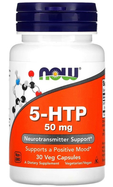 NOW 5-HTP 50mg: Sleep & Nervous System Support (30 Veggie Caps)