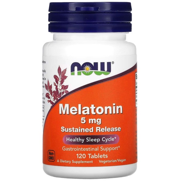 NOW Melatonin 5mg Extended Release 120 Tablets - Sleep & Nerve Support