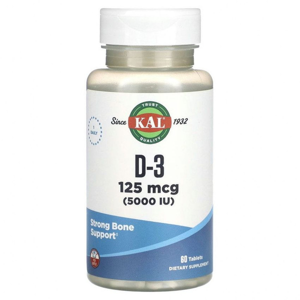 Vitamin D3 5000 IU (125 mcg) - 60 Tablets for Immune, Bone & Teeth Support