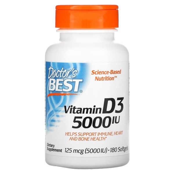 Vitamin D3 5000 IU (125 mcg), 180 Capsules
