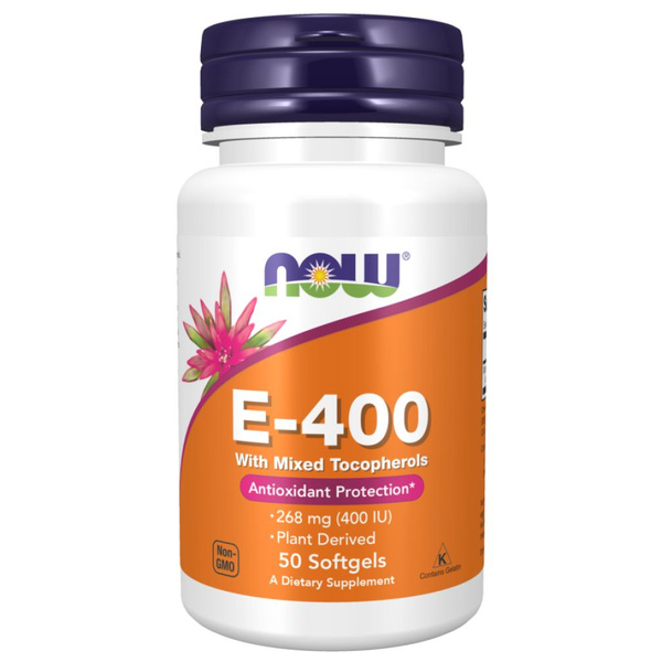 NOW E-400 Mixed Tocopherols: Natural Vitamin E (400mg, 50 Capsules)