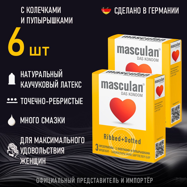 Masculan Condoms: Thin, Pink, Ribbed & Dotted (6 Pack)