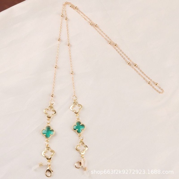 Lucky Clover Green Eyeglass Chain