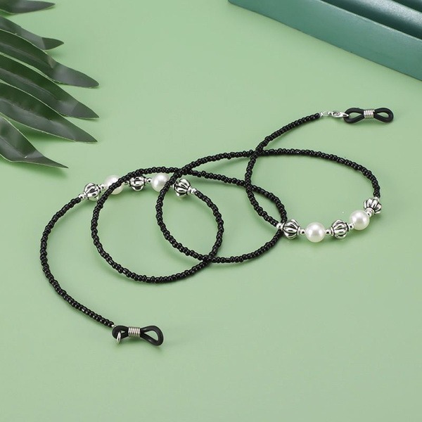 Black & Silver Beaded Eyeglass Chain
