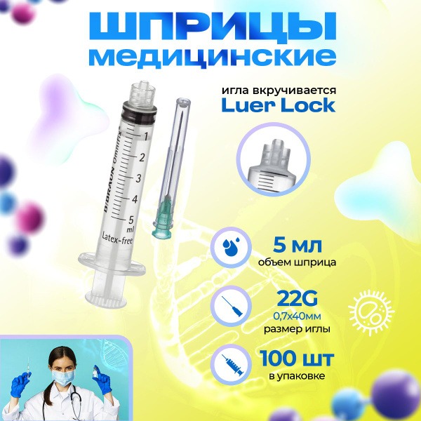 Disposable Luer Lock Syringes 5ml (100 Pack)