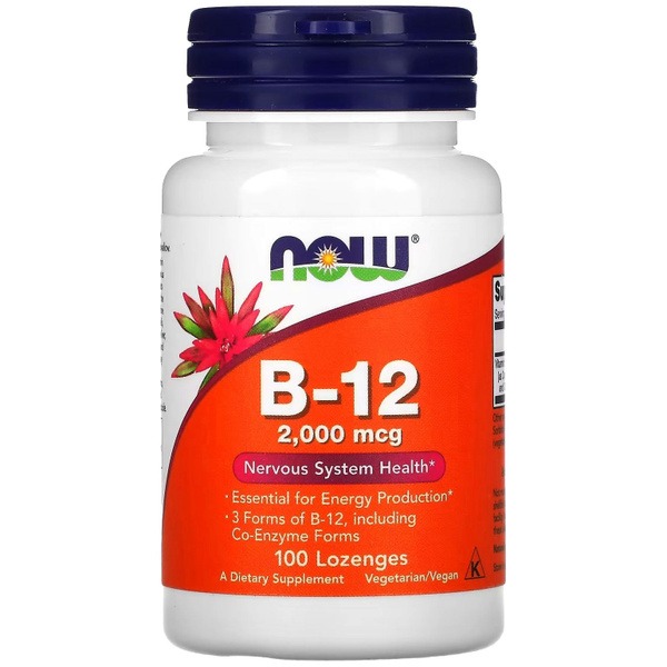NOW B12 2000 mcg Lozenges (100 Count) - Energy, Nerve & Heart Support