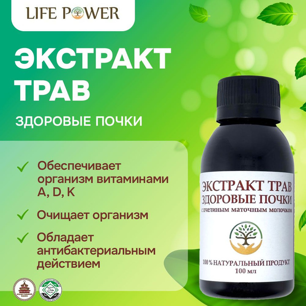 Kidney Support Herbal Extract with Royal Jelly & Propolis - LIFE POWER (100ml)