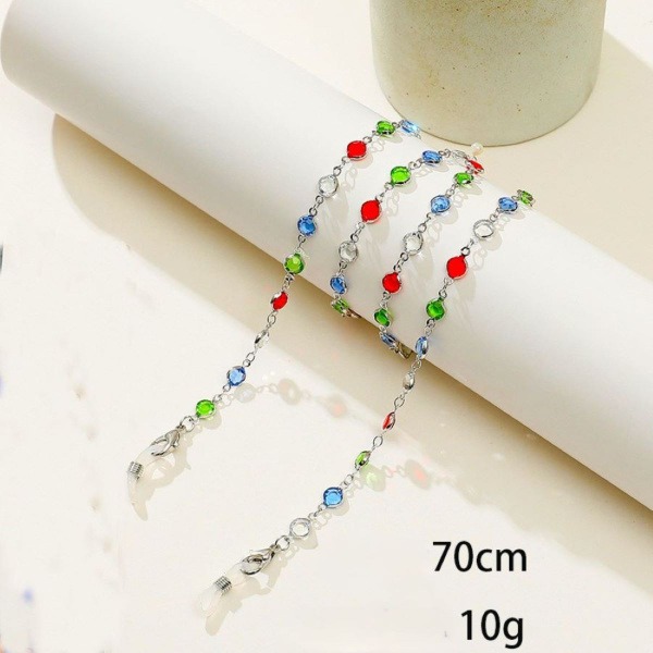 Colorful Gemstone Silver Eyeglass Chain