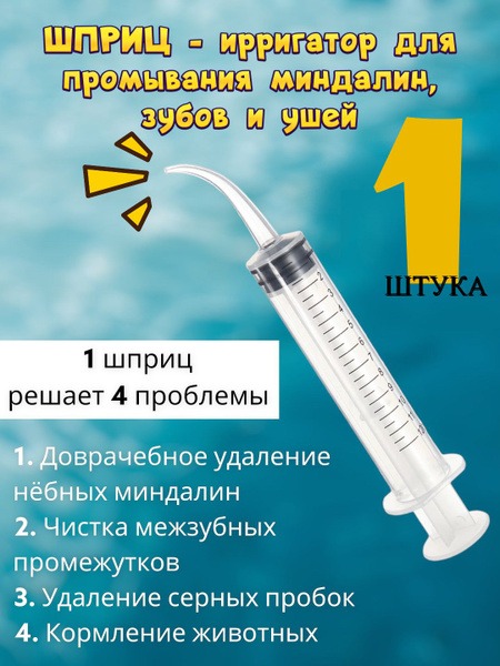 Ear & Throat Irrigation Syringe with Fine Tip - 12ml