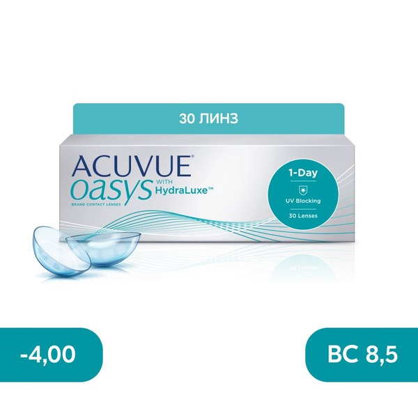 1-Day Acuvue Oasys with HydraLuxe -4.00/-8.5/-14.3 (30-Pack)