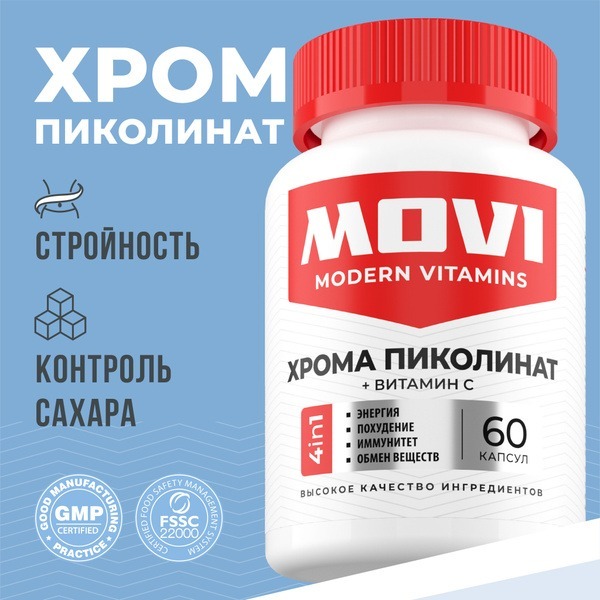 Chromium Picolinate & Vitamin C for Appetite Control - 60 Capsules