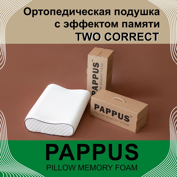PAPPUS Two Orthopedic Pillow: Memory Foam, 53x38cm, 12/14cm Height