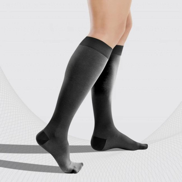 Compression Socks, Black, 20-30 mmHg, 1 Pair