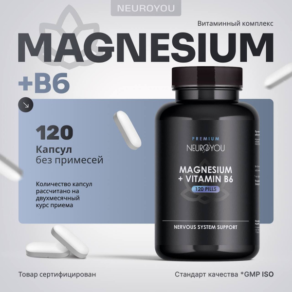 NeuroYou Magnesium & B6 Vitamin Complex: Support Nervous System, Energy & Heart Health