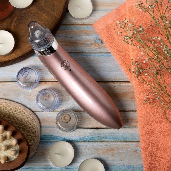 Luazon LMZ-050 Facial Vacuum Cleaner: 4 Heads, Rechargeable, Pink