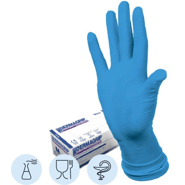 Dermagrip High-Risk Latex Exam Gloves (XL), 25 Pairs, Powder-Free