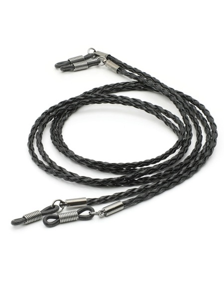 2-Pack Black Leatherette Eyeglass Cord Holder