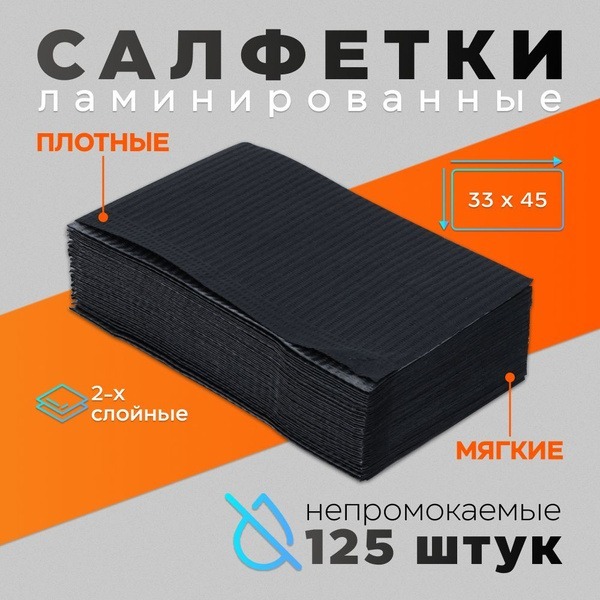 Black Laminated Napkins (2-Ply, 33x45cm, 125/pack)