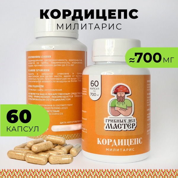 Cordyceps Militaris Supplement - 60 Capsules, 700mg