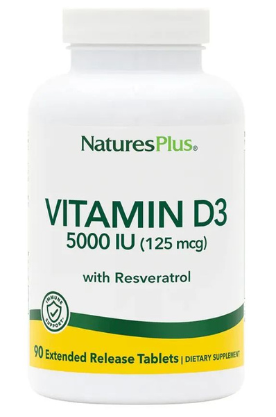Nature's Plus Ultra Vitamin D3 5000 IU + Resveratrol (90 Tablets) - Immune & Nervous System Support