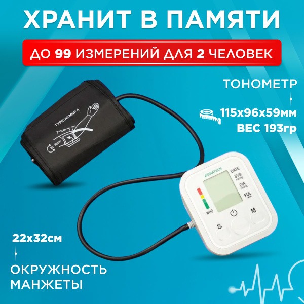 Automatic Blood Pressure Monitor with Large Cuff, Voice Guidance, Memory, & USB Charging