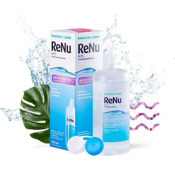 Bausch + Lomb Renu MPS Solution (360ml): Sensitive Eyes, All-Purpose Contact Lens Solution with Case