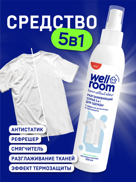 Wellroom 200ml Fabric Refresher Spray: Liquid Iron, Anti-Static, & Odor Eliminator