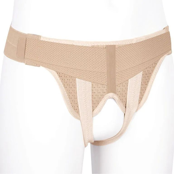 Inguinal Hernia Support Belt with 2 Pelots, Extra Compression - Beige XL