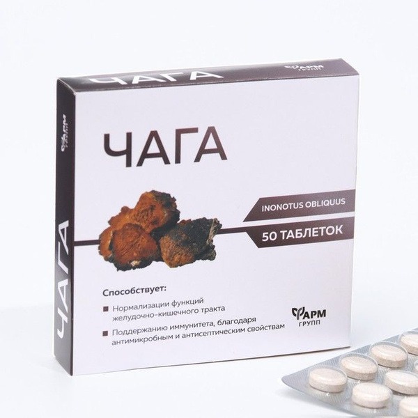 Chaga Mushroom for Ulcers & Gastritis: 50 x 500mg Tablets