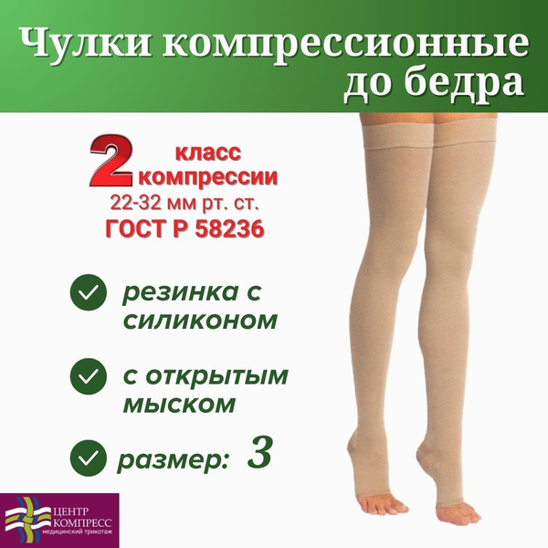 Beige Compression Stockings - 2nd Class Compression, 1 Pair