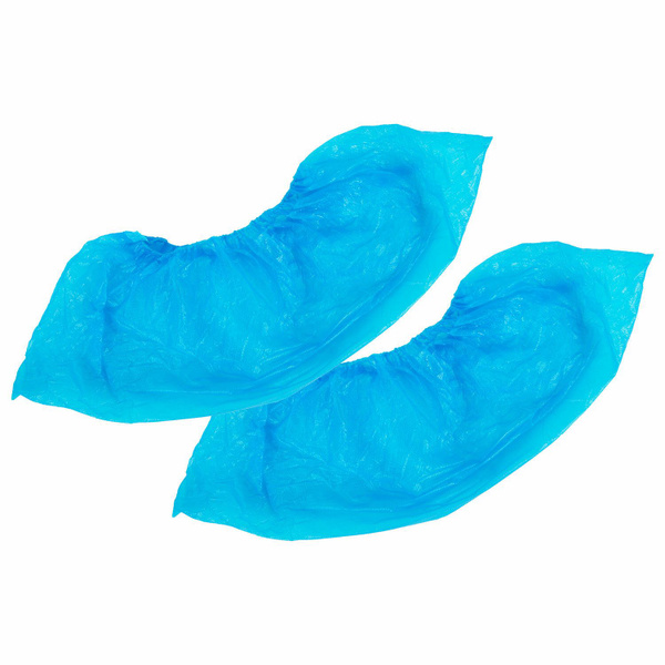 Durable Textured Disposable Shoe Covers (100 Pack, 50 Pairs) - 40x15cm, Heavy-Duty Polyethylene