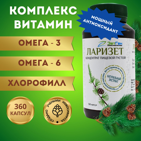 Larizet Omega-3 & 6 with Pine Extract: 360 Capsules