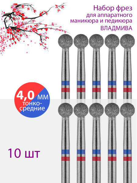 Diamond Nail File Bit for Manicure, Pedicure & Cuticle | Red/Blue | 10pk