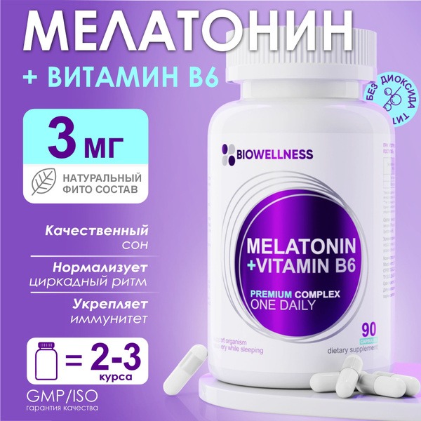 Melatonin & Vitamin B6 Supplement - 90 Capsules