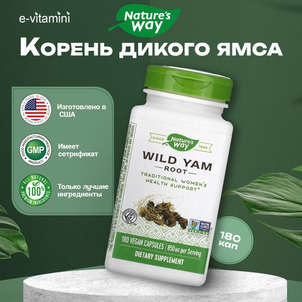 Nature's Way Wild Yam Root Supplement - 425mg, 180 Capsules